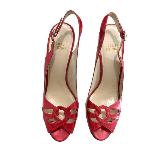 Stuart‎ Weitzman barbiecore hot pink patent leather slingback size 8 N - Picture 3 of 8